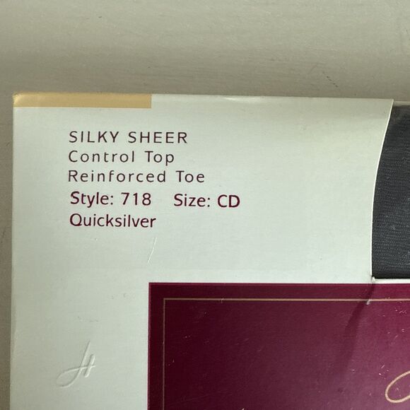 Vintage96 Hanes Silk Reflections Size CD Sheer Control Top Pantyhose Quicksilver - Picture 2 of 6